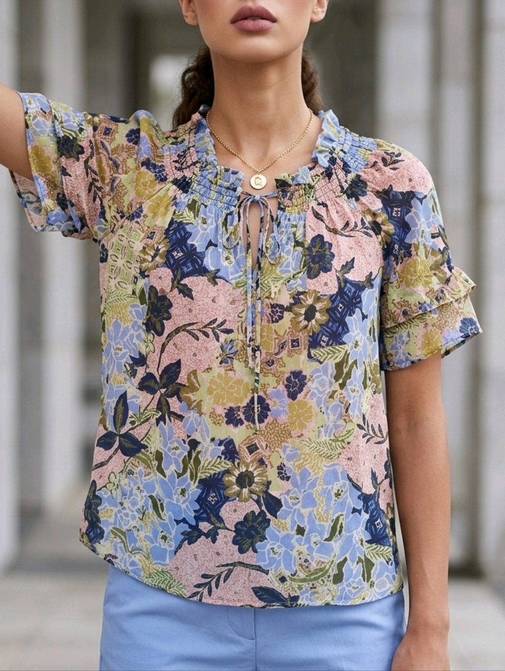 Gilner Farrar Floral Print  Top